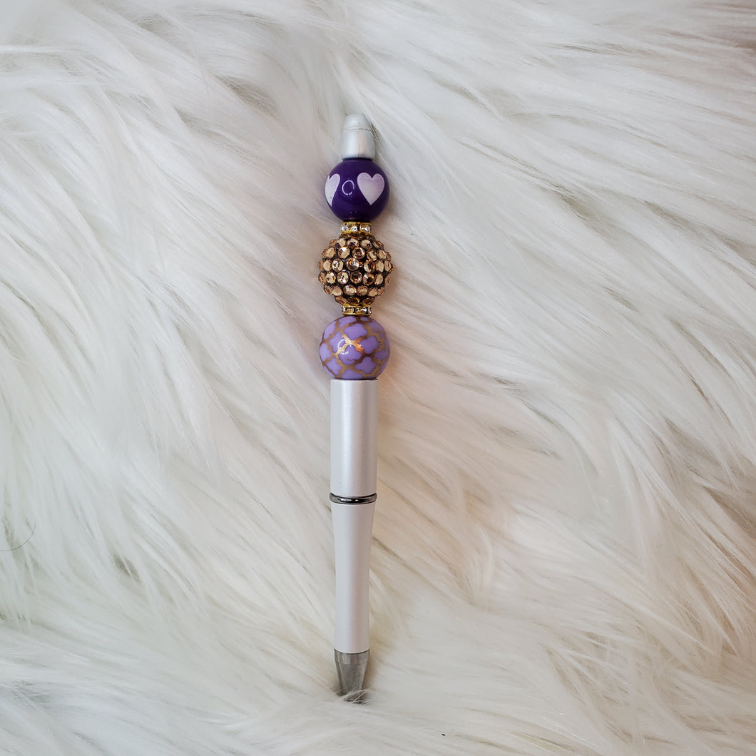 Purple and lavender classic beaded pen
