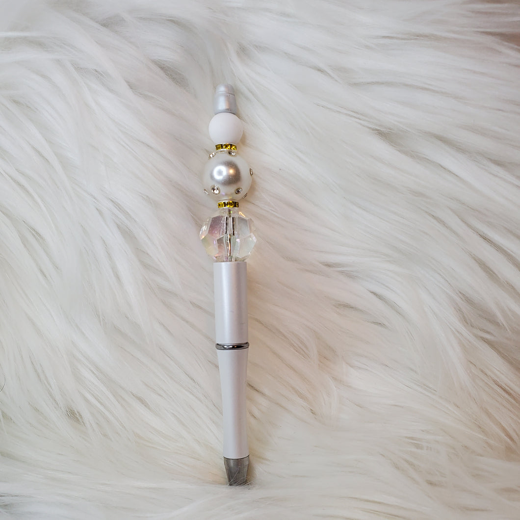 White and clear classic beaded pen