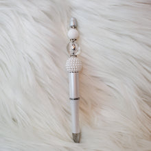 Load image into Gallery viewer, White on white classic beaded pen

