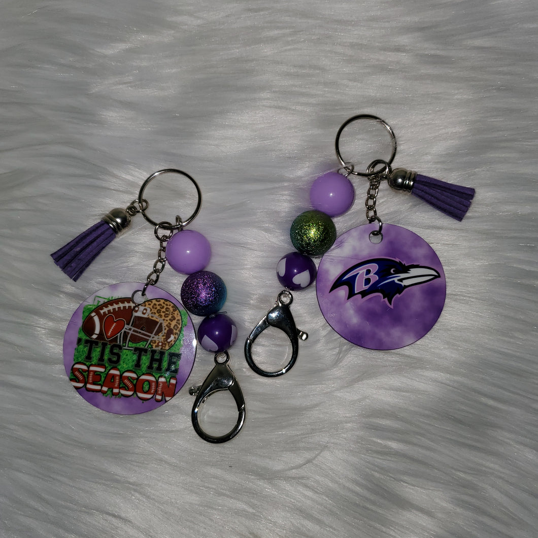 2 sided Sublimated Ravens Beaded Keychain (1 per order)