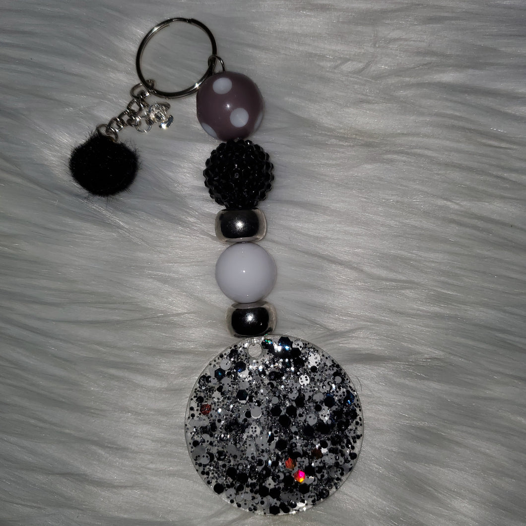 Black & White Bubble Gum Bead Keychain